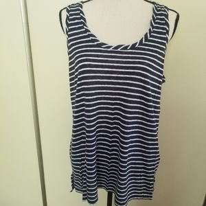 Gap Women's Blue & White Stripe Tank